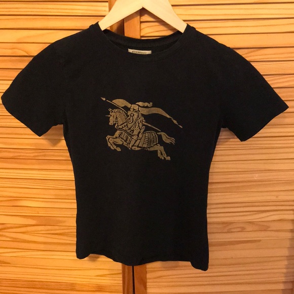 Burberry Tops - Black burberry gold logo short sleeve t! Sz S